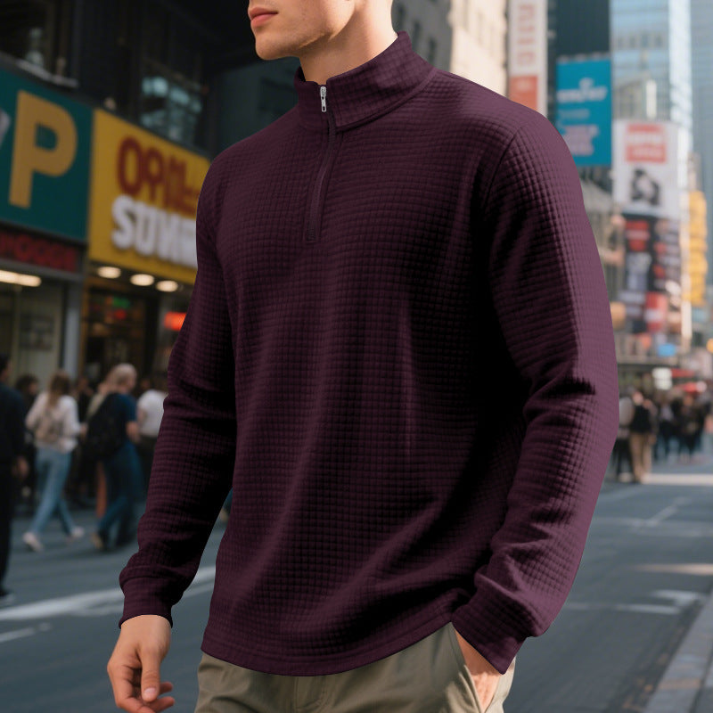 Men's fleece sweater with high collar, zipper and structured design Lune London