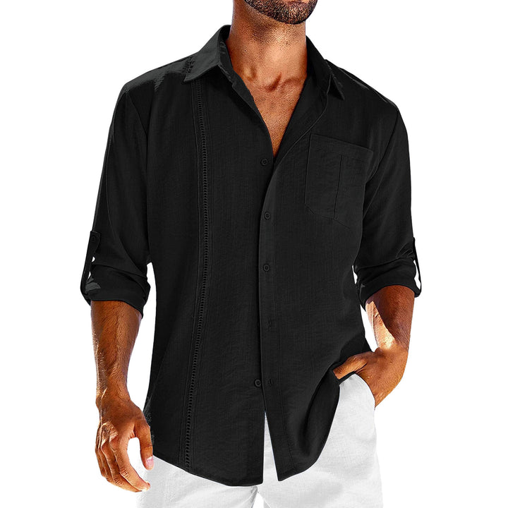 Casual long sleeve shirt for men with decorative button placket and chest pocket Lune London