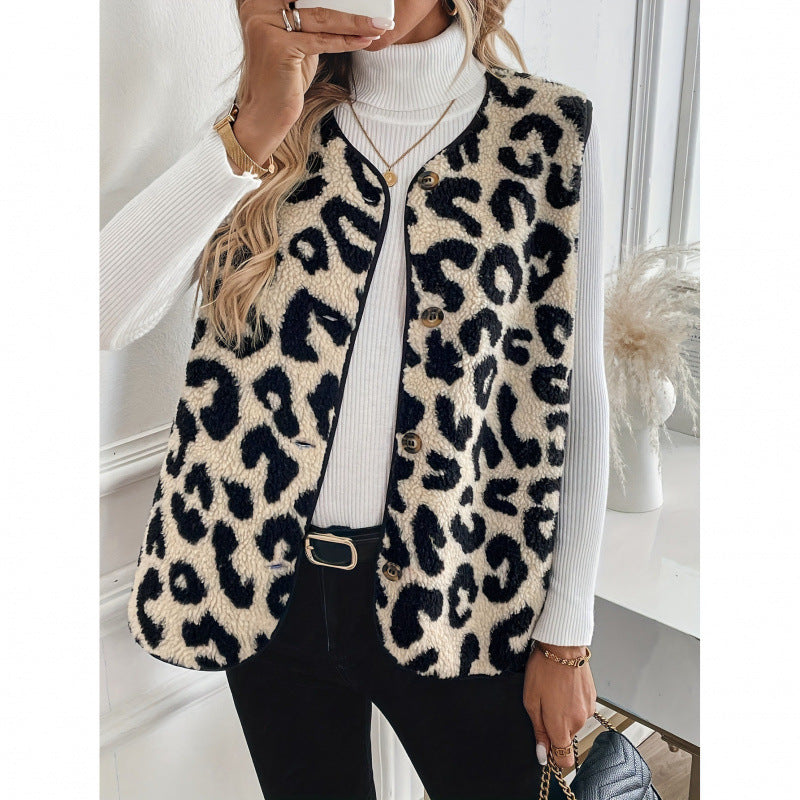 Ladies Comfortable Vest with Chic Leopard Pattern and Style
