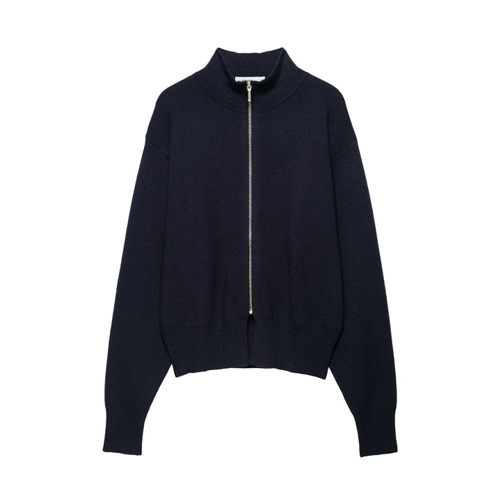 Women's Cropped Cardigan with Stand-up Collar and Full Zip Amarae