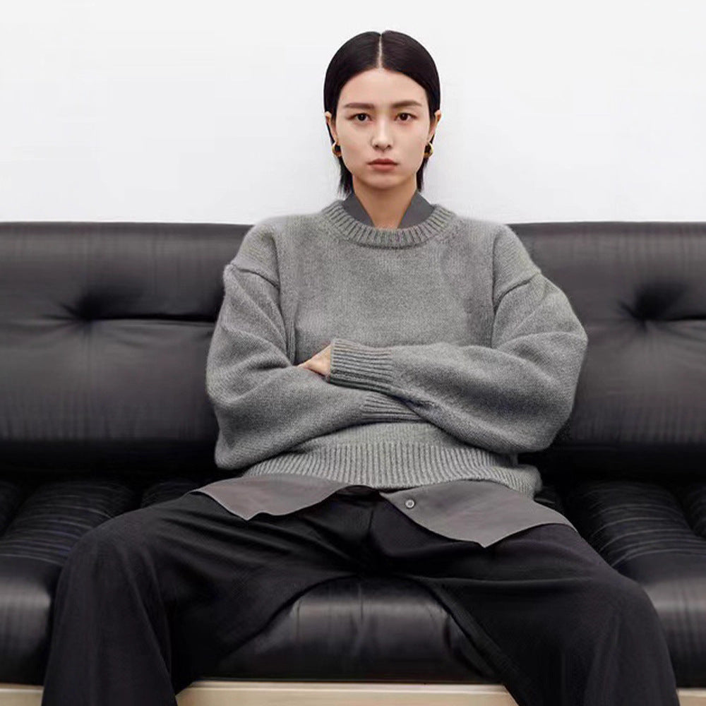 Pull en tricot à manches longues pour femmes avec col montant Chic & Stil