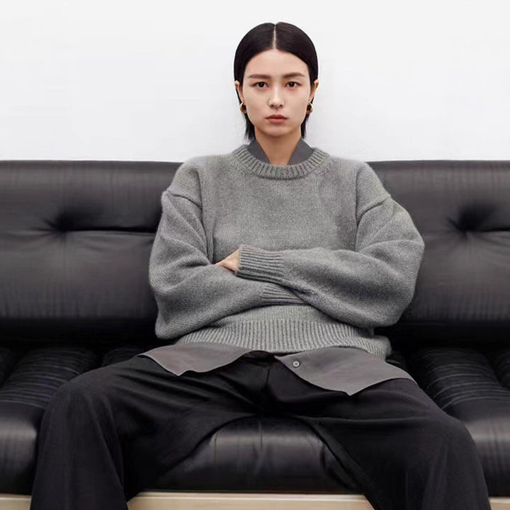 Pull en tricot à manches longues pour femmes avec col montant Chic & Stil
