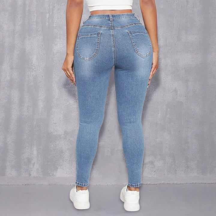 Women High-Waist Skinny Jeans with Pearl Application Amarae