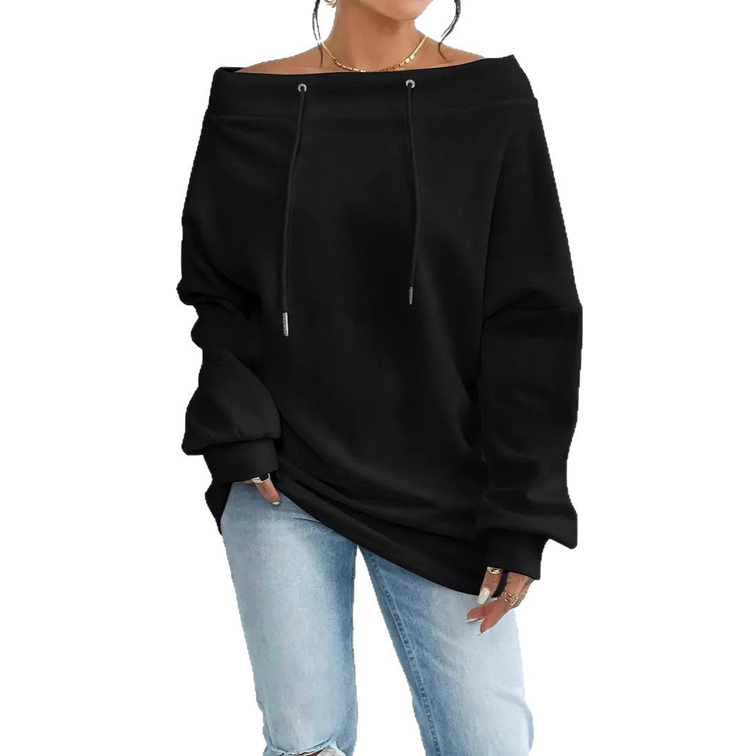 Oversized sweatshirt for women with casual neckline and off-shoulder Lune London