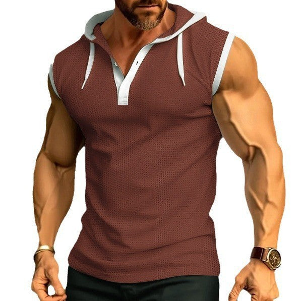 Sleeveless polo for men with modern cut and practical hood Amarae