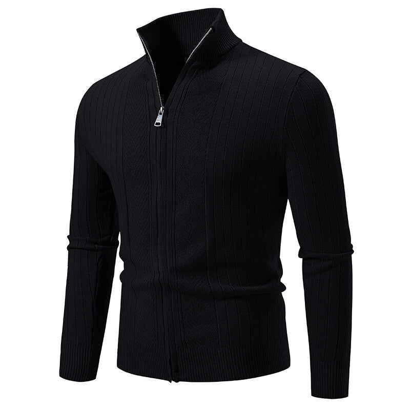 Men's knitted sweater with modern zipper and ribbed structure Lune London