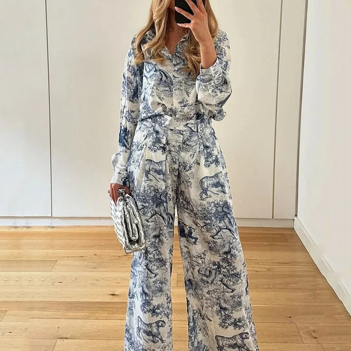 Ensemble Élégant Femme en Deux Pièces avec Coupe Ample et Motif Floral Chic & Stil