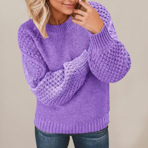 Chunky knit sweater for women with voluminous sleeves and a textured design Amarae