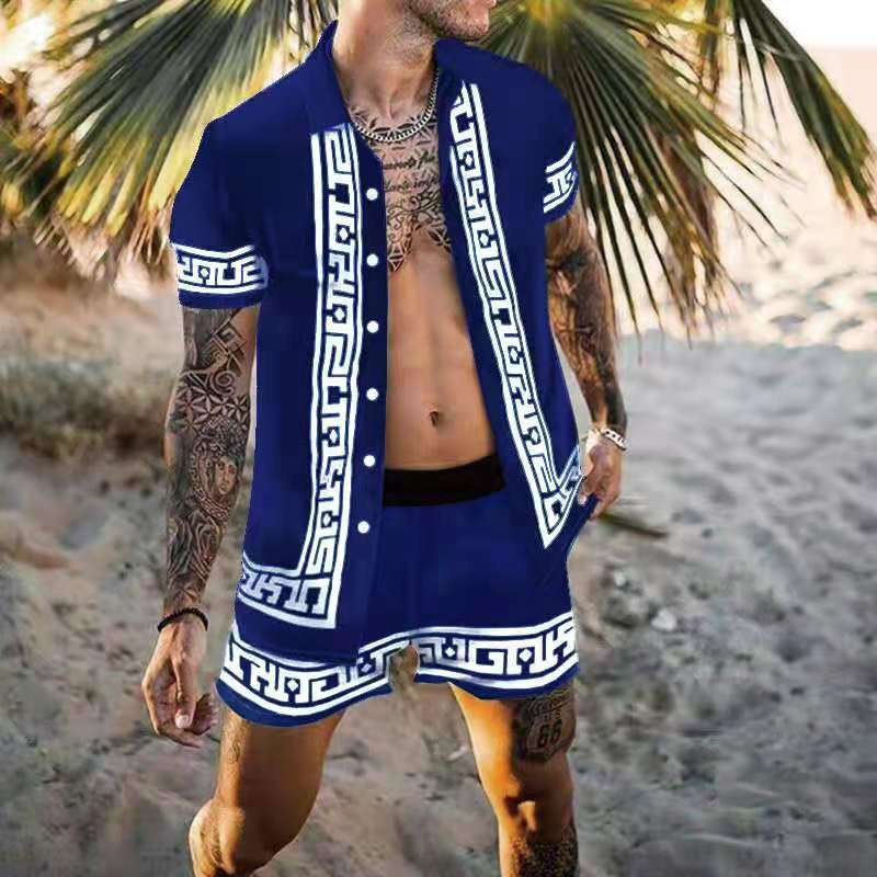 Men's Floral Print Short Sleeve Holiday Set Amarae