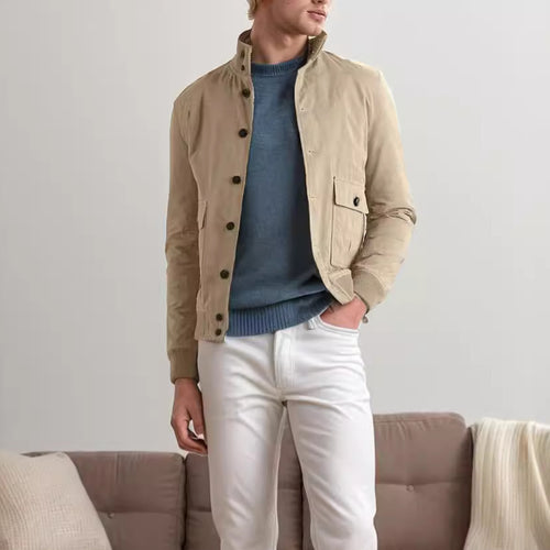 Suede leather jacket for men with structured design Amarae