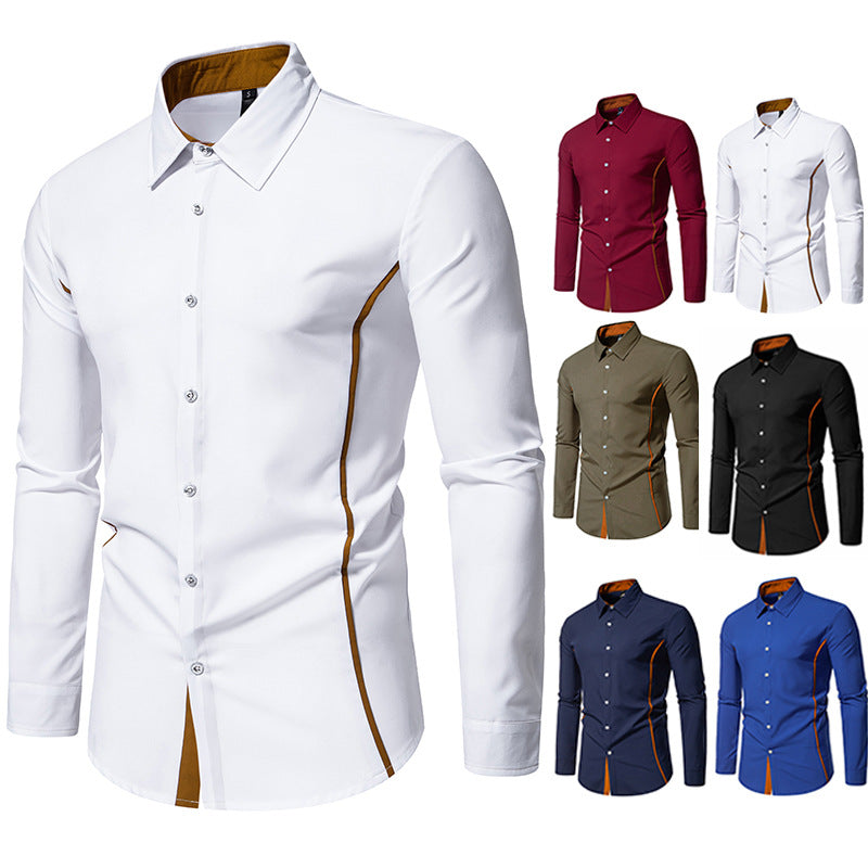 Men's Long-Sleeve Shirt with Contrast Stitching and Modern Cut Lune London