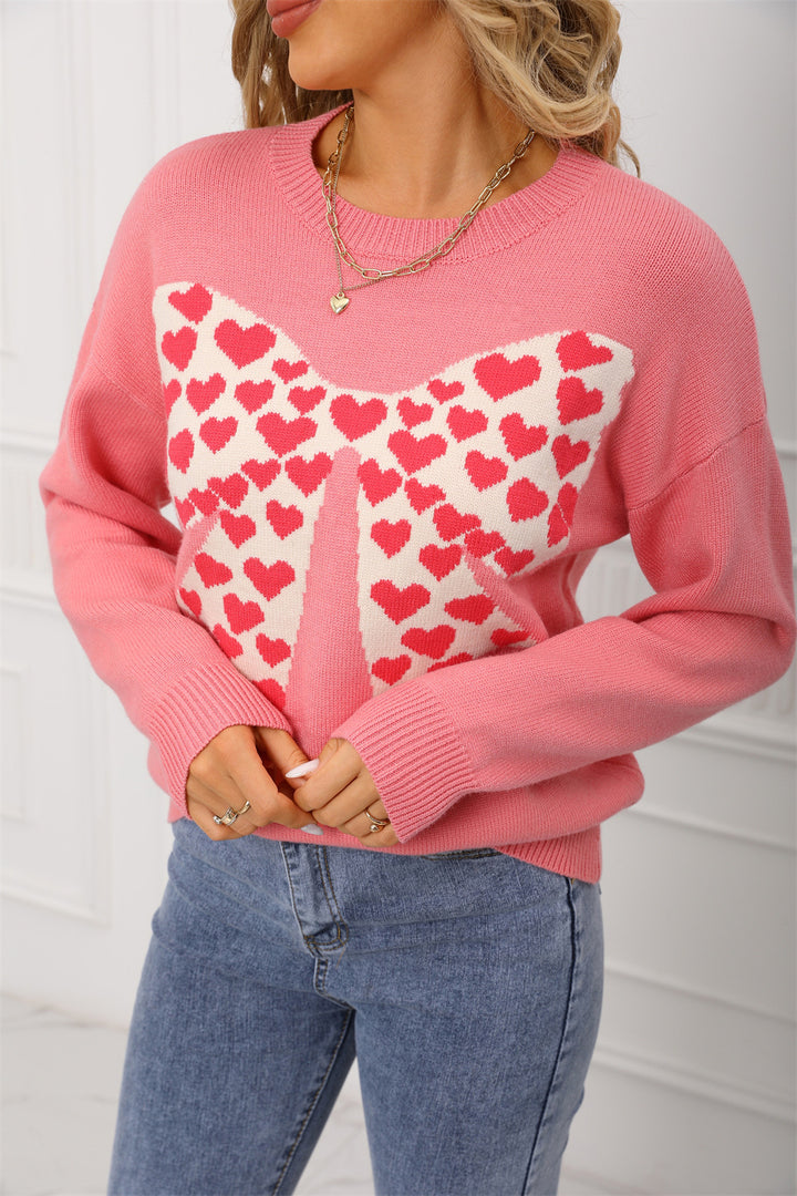 Pull décontracté pour femmes avec motif de cœur et larges manches Chic & Stil