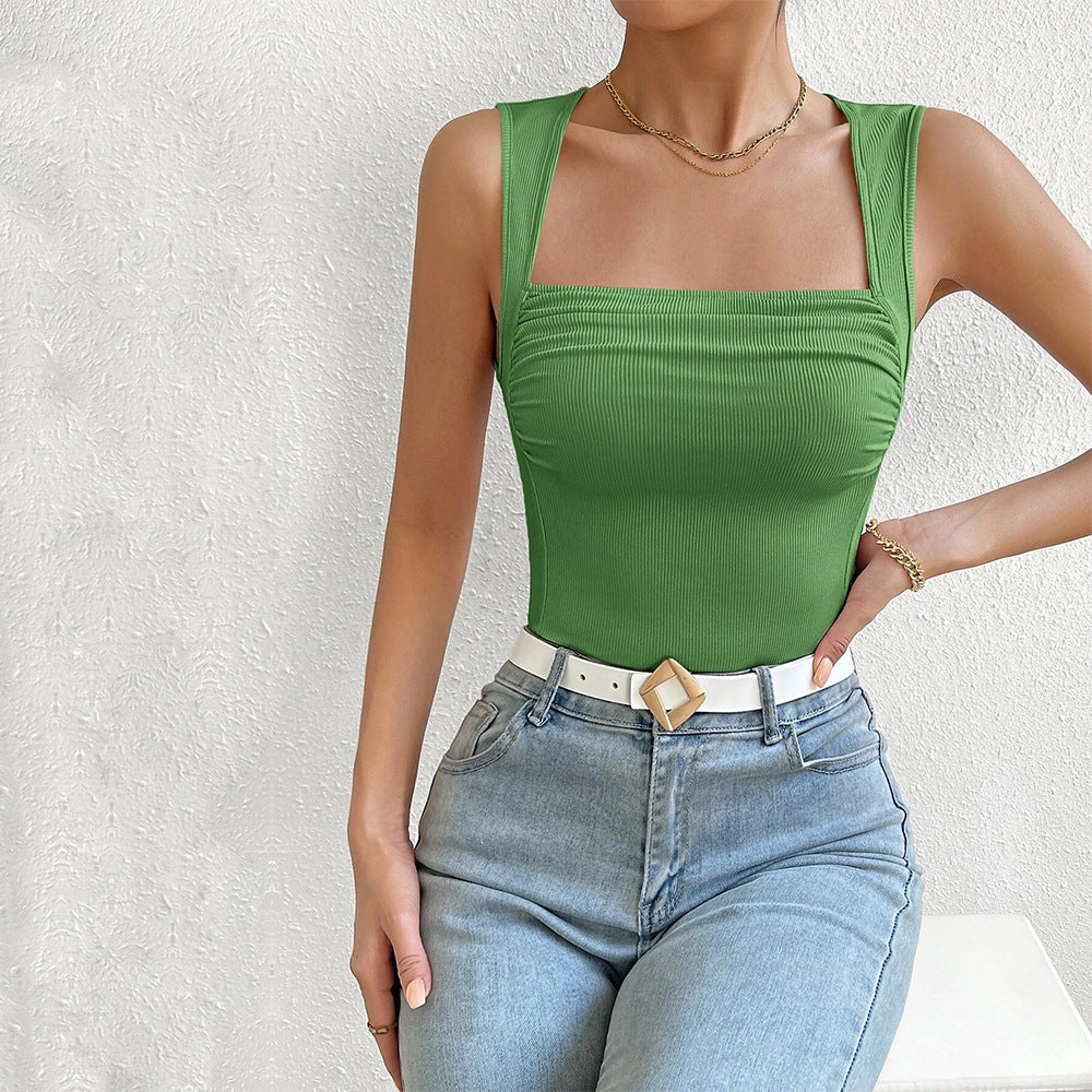 Débardeur ajusté pour femmes avec décolleté carré et fronces Chic & Stil
