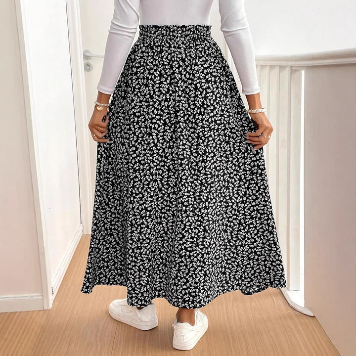 Lune London Women's maxi skirt with floral pattern and side slit