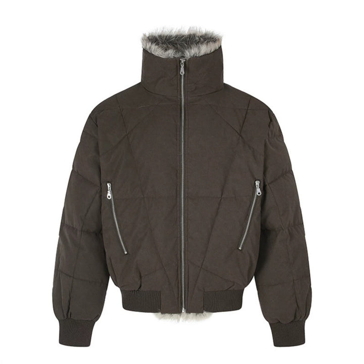 Women's quilted bomber jacket with faux fur trim, high stand-up collar and diagonal zip pockets Amarae