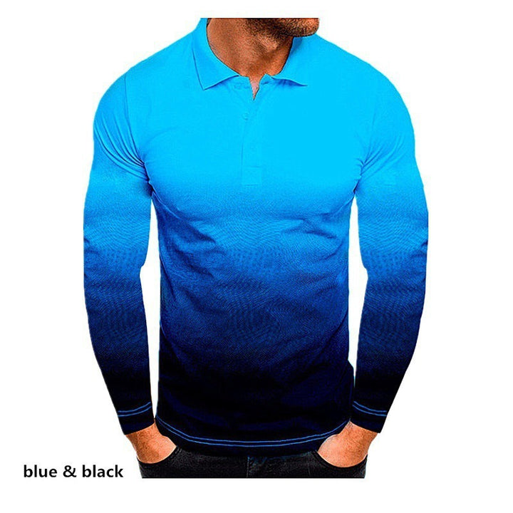 Men's long sleeve polo with a modern gradient of colors and performance material Lune London