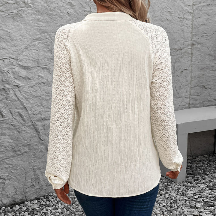 Elegant ladies' blouse with lace sleeves and fine button details Lune London