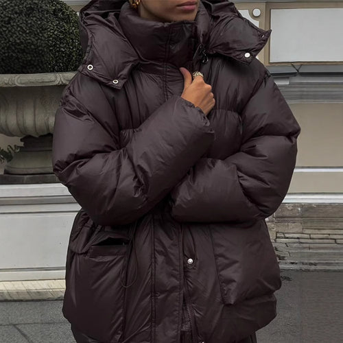 Ladies oversized down jacket with high collar and pockets Amarae