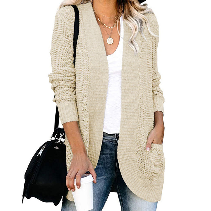 Casual knitted cardigan for women with front closure and practical pockets Lune London