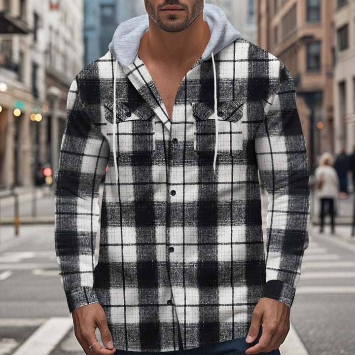Men's Shirt with Hood and Check Pattern Chic und Stil