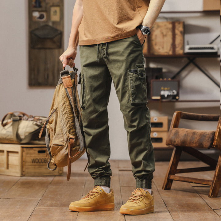 Robust cargo pants for men with elastic waist and practical pockets Lune London