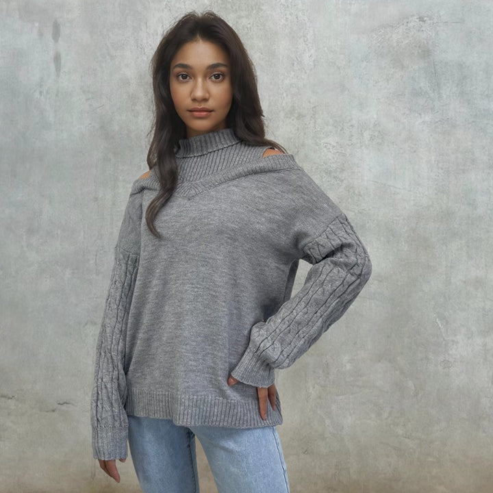 Women's sweater with neckline design and structured sleeves Lune London