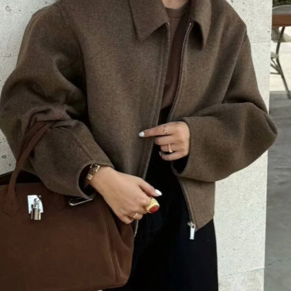 Casual polar jacket for women with high collar and inner pockets Amarae