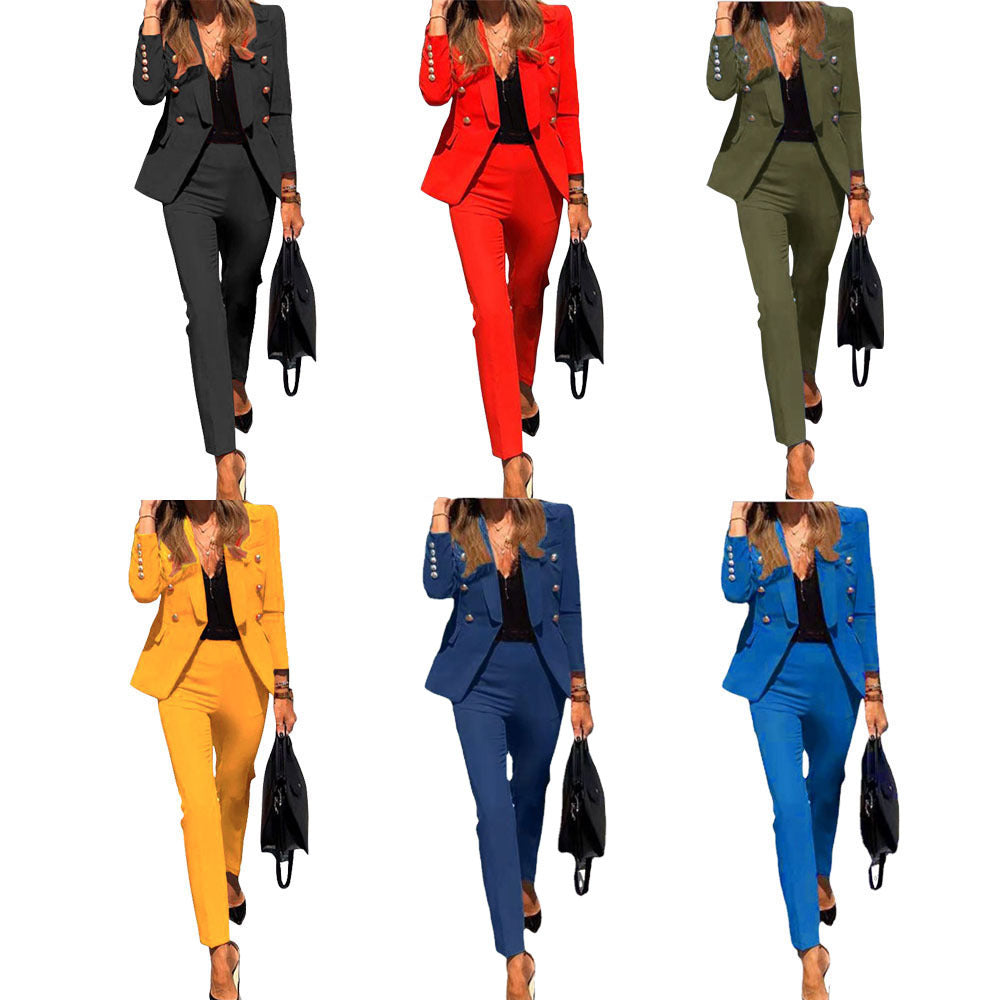Ladies elegant blazer set with shiny buttons Lune London