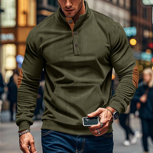 Casual sweater for men with high collar and button placket Amarae