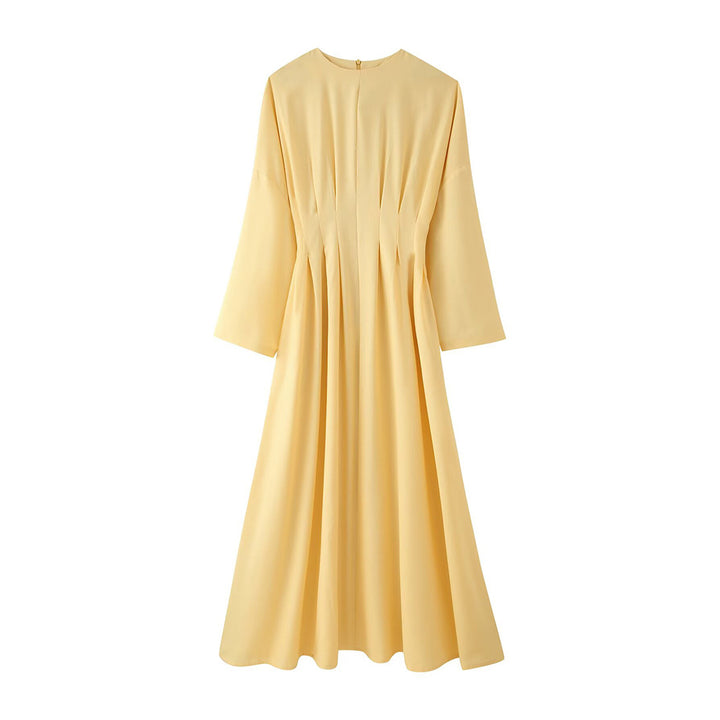 Women's maxi dress with pleated waist, wide skirt and dropped sleeves Amarae