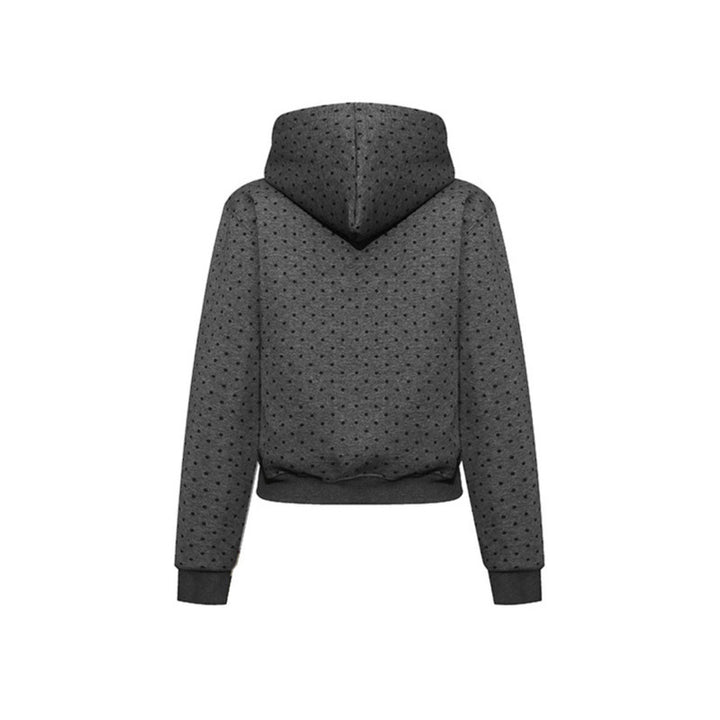 Women's hoodie with polka dot, college print, and ribbed hem Amarae