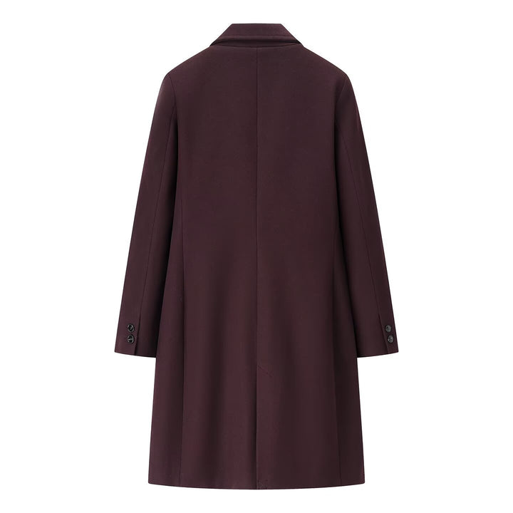 Ladies Elegant Wool Blend Coat in Straight Silhouette with Notched Collar and Piped Insert Pockets Amarae