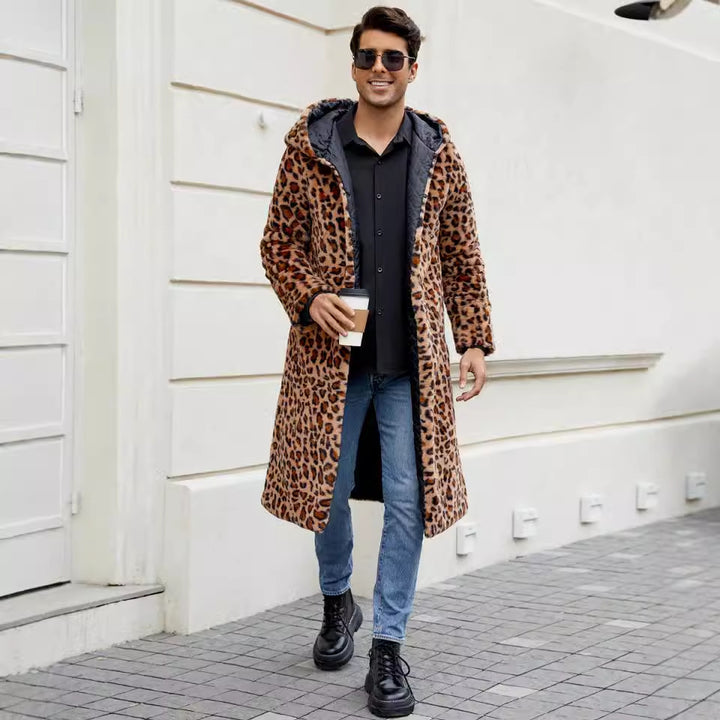Trendy long coat for men with leopard pattern Lune London