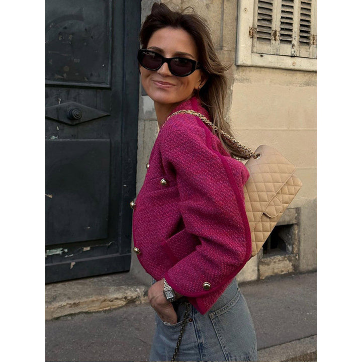 Women's tweed jacket with gold button details Lune London