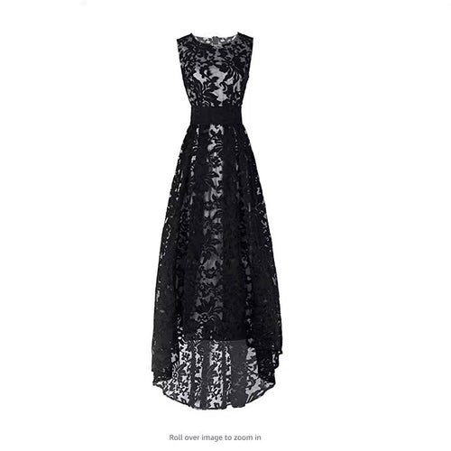Women's lace maxi dress with elegant long overlay and floral details Amarae