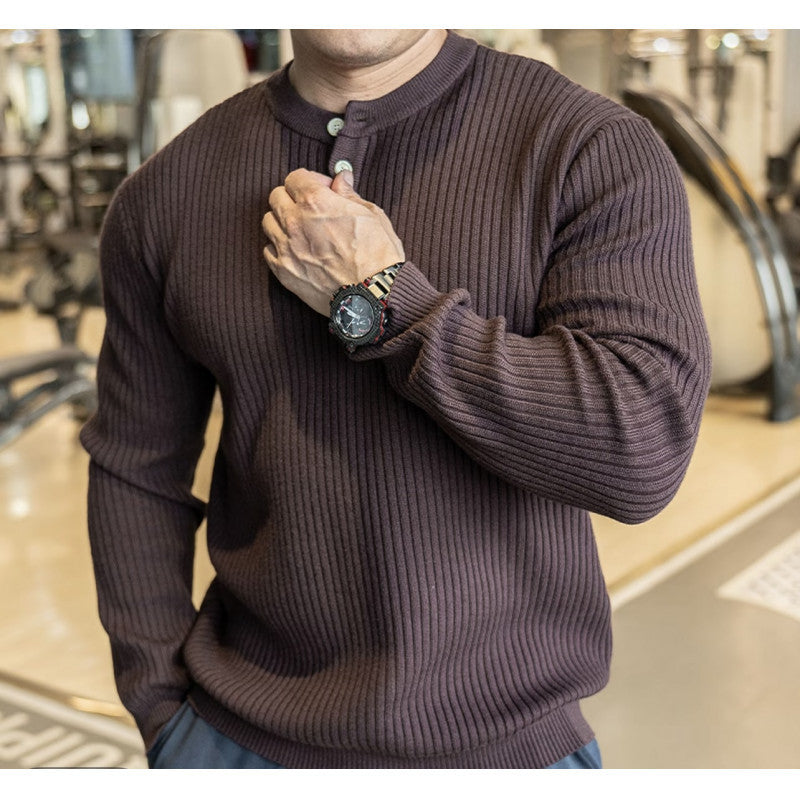 Lune London Long Sleeve Ribbed Knit Sweater for Men