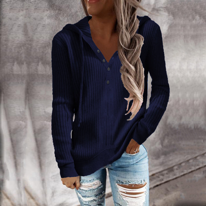 Women's hoodie with structured ribbed design and practical buttons Amarae