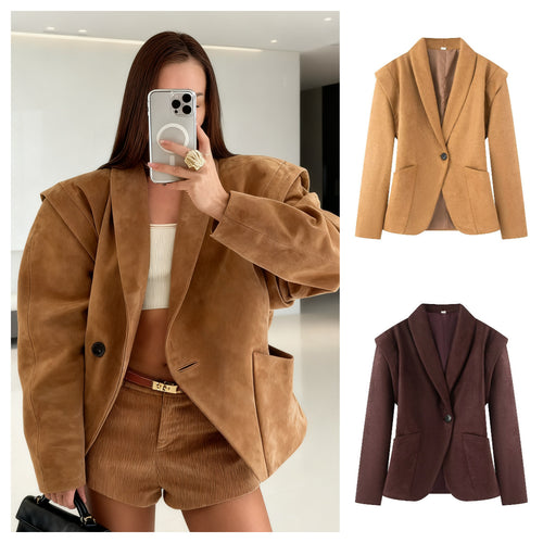 Veste blazer élégante pour femmes en tissu texturé Chic & Stil