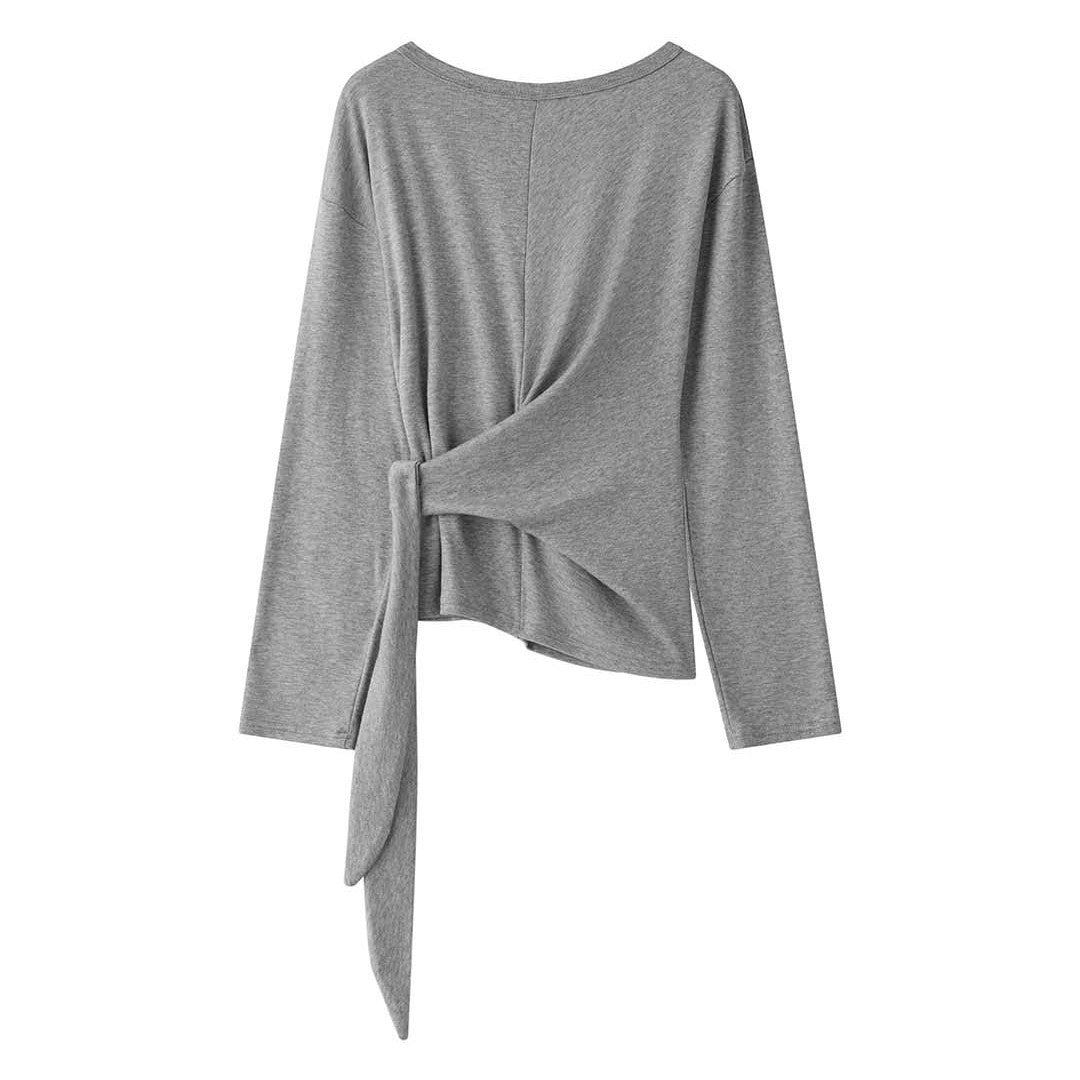 Women High-Waisted Flowing Tailoring Palazzo Pants with Draped Front Panel Amarae