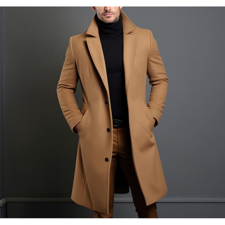 Men's knee-length classic coat with padded lining and elegant button placket Amarae