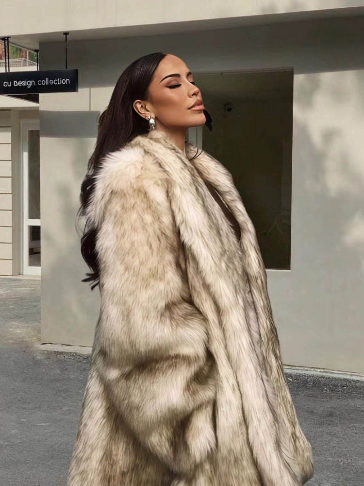 Ladies Elegant Faux Fur Coat Amarae