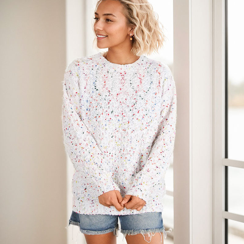 Pull en tricot aérien pour femme avec fil coloré et toucher doux Chic & Stil