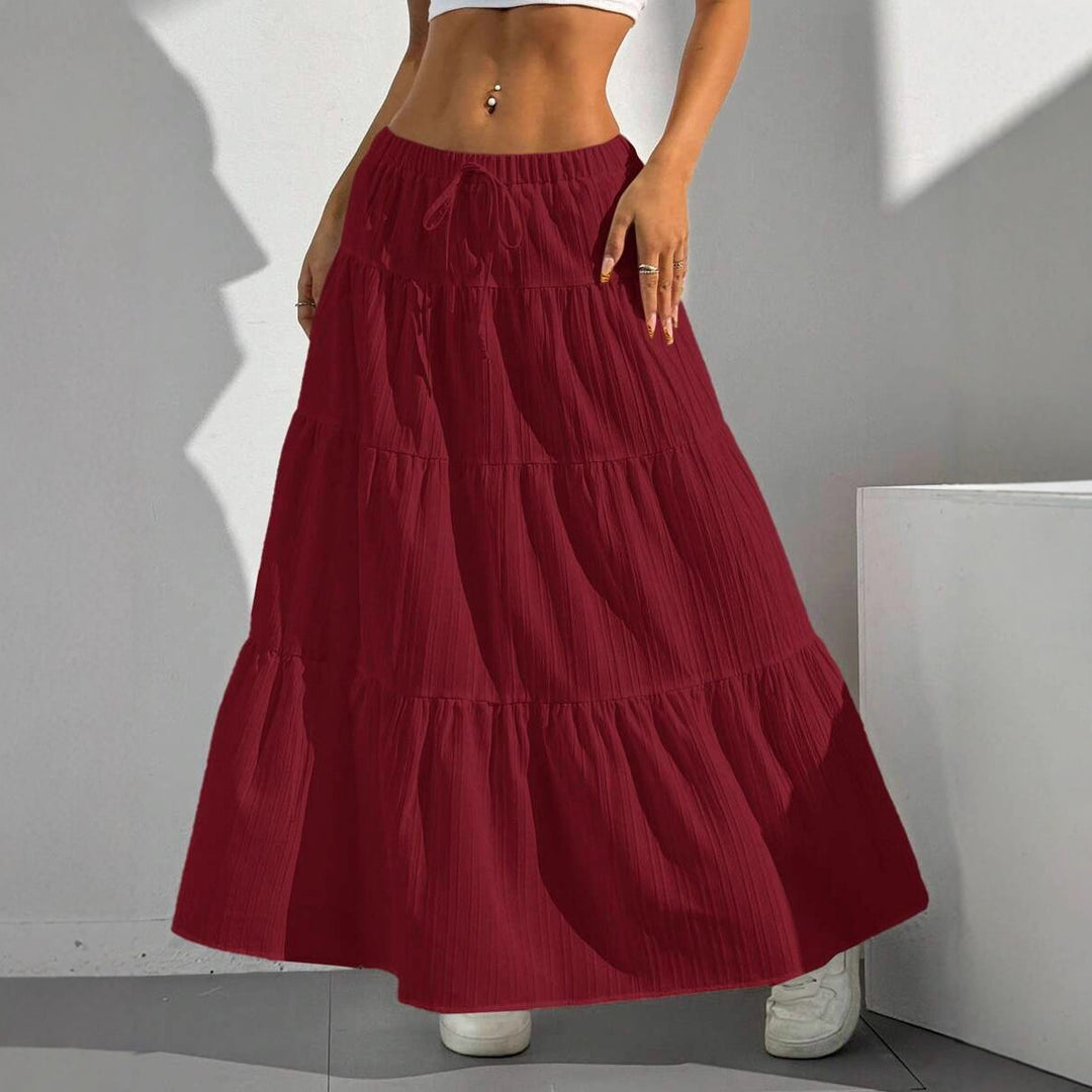Maxi skirt for women with voluminous ruffle details and an elastic waistband Lune London