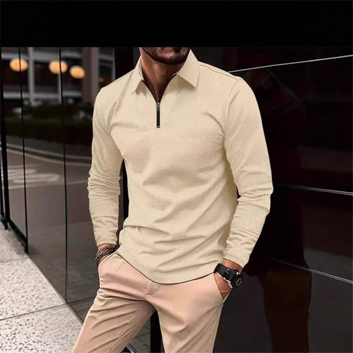 Men's long sleeve t-shirt with modern high collar and stylish zipper Lune London