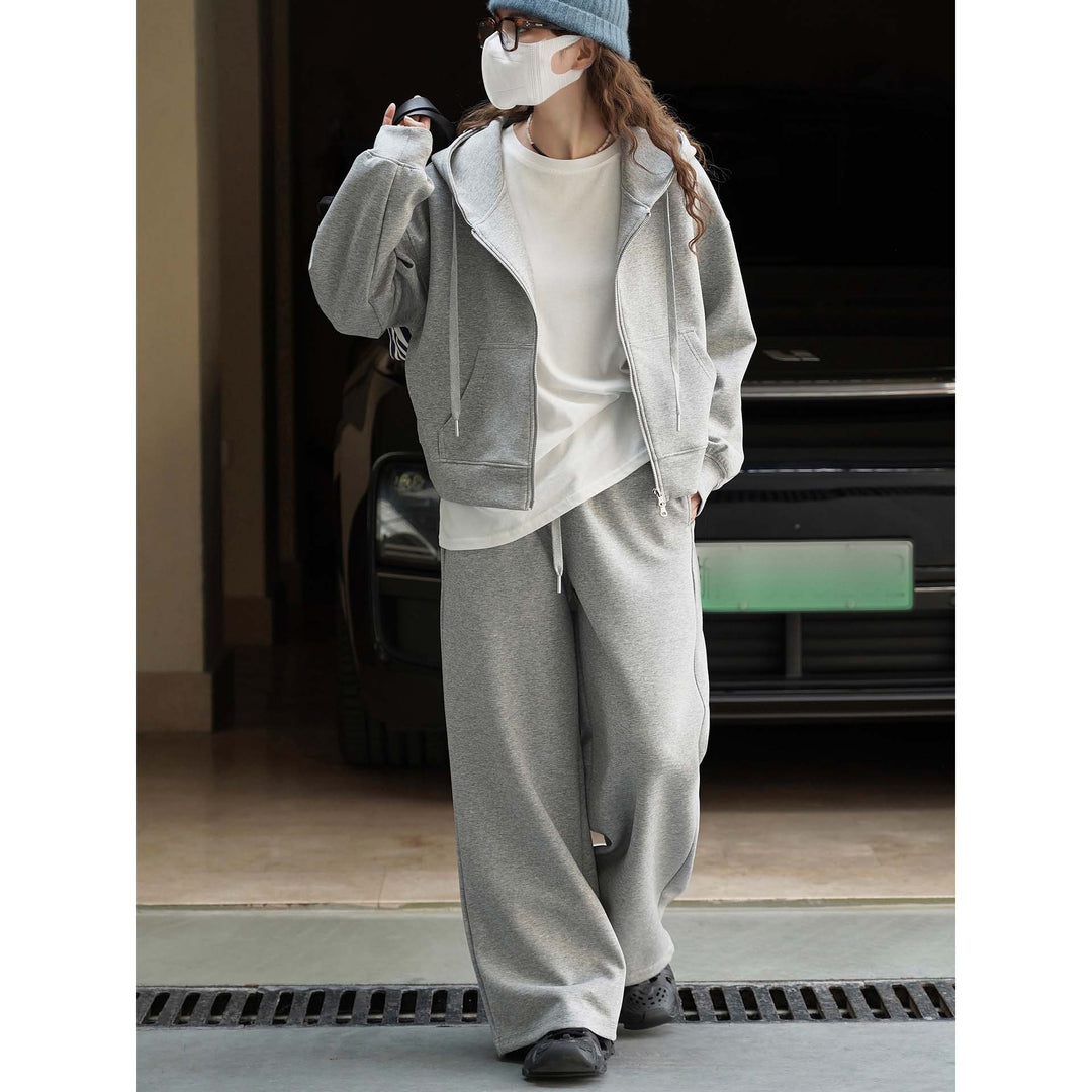 Ladies Lounge Palazzo Sweatpants in Relaxed Cut with High Elastic Waistband and Drawstring