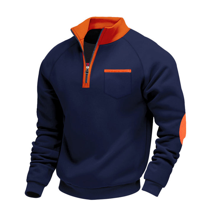 Fleece sweater for men with high collar and zip closure on the side Lune London