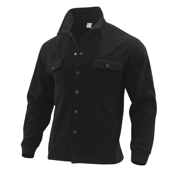 Men's Fleece Shirt Jacket with Two Chest Pockets and Stylish Stand-Up Collar Lune London