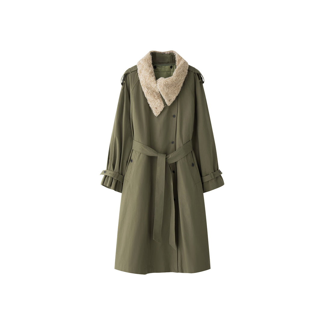 Women’s Long Parka Coat with Removable Teddy Collar and Quilted Inner Jacket Amarae