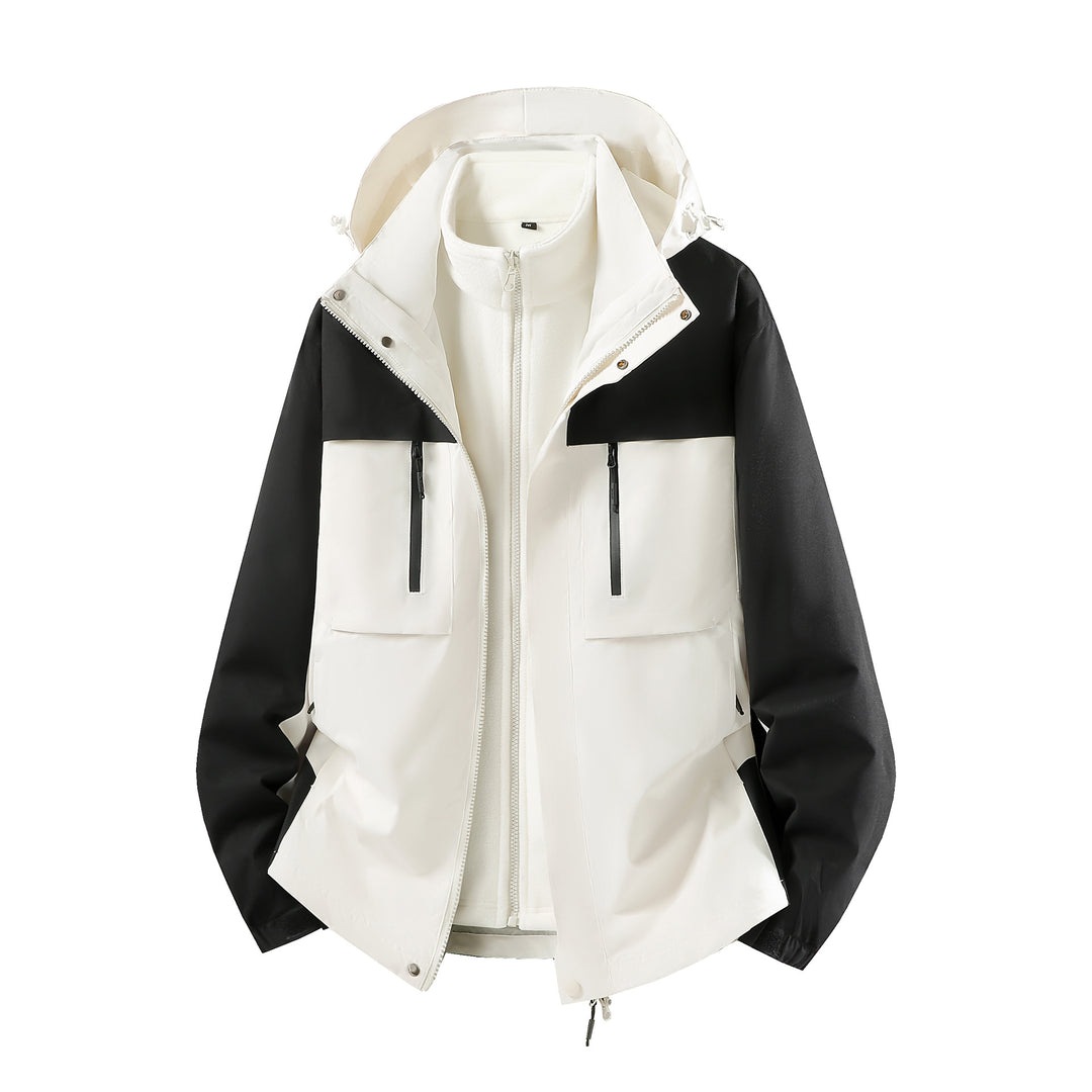 Men's Two-Piece Softshell Parka with Removable Fleece Inner Jacket and Hood Amarae