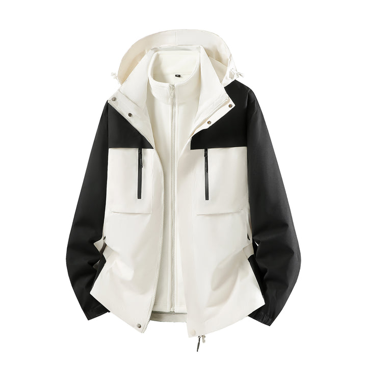 Men's Two-Piece Softshell Parka with Removable Fleece Inner Jacket and Hood Amarae